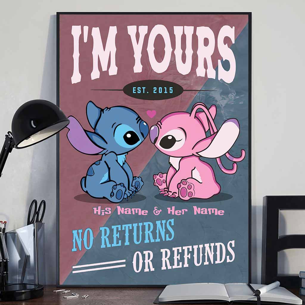 Personalized Couples Poster Custom Name No Returns Gift for Anniversary