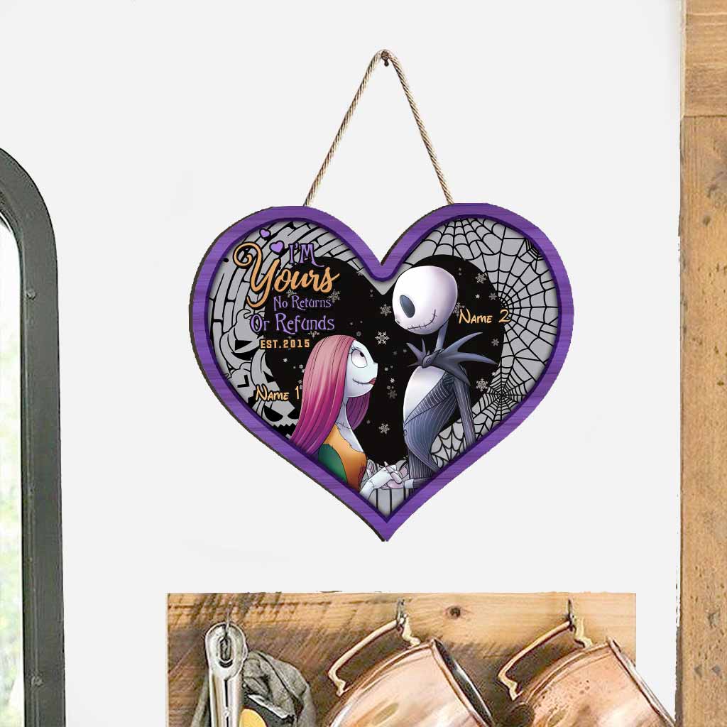 Personalized Nightmare Before Christmas Wood Sign Gift for Couple