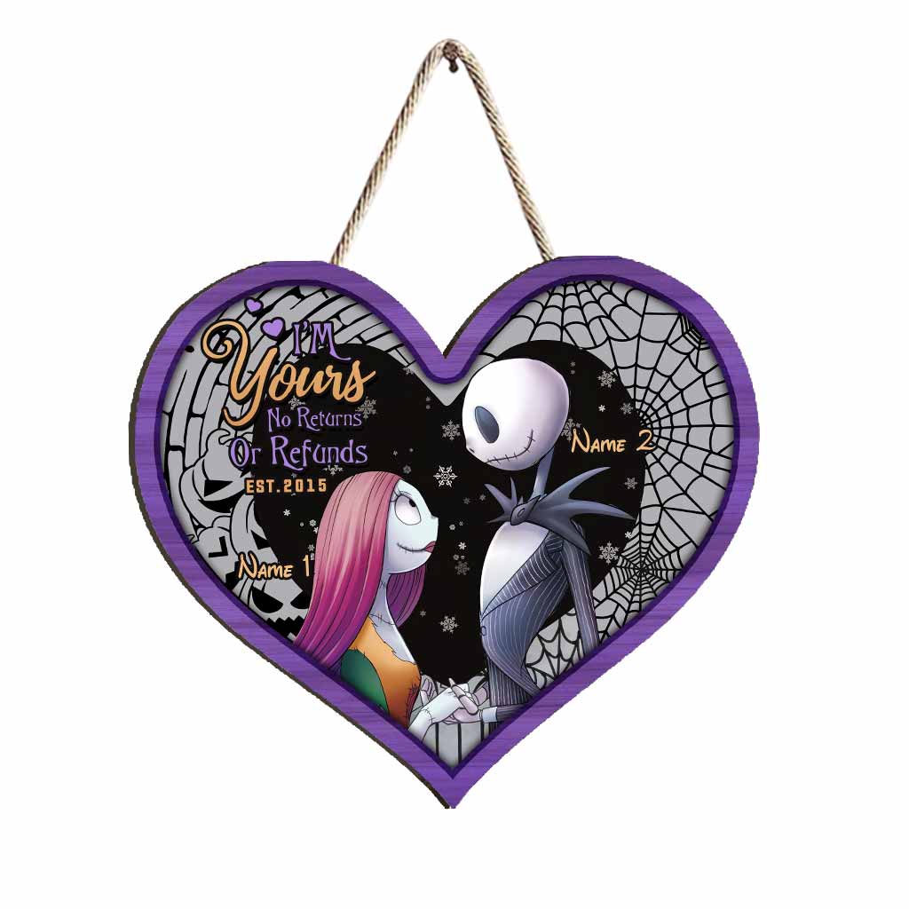 Personalized Nightmare Before Christmas Wood Sign Gift for Couple