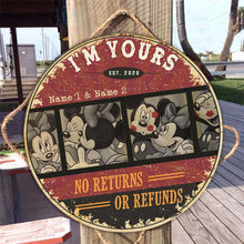 Load image into Gallery viewer, Personalized Couple Round Wood Sign Custom Names Home Decor
