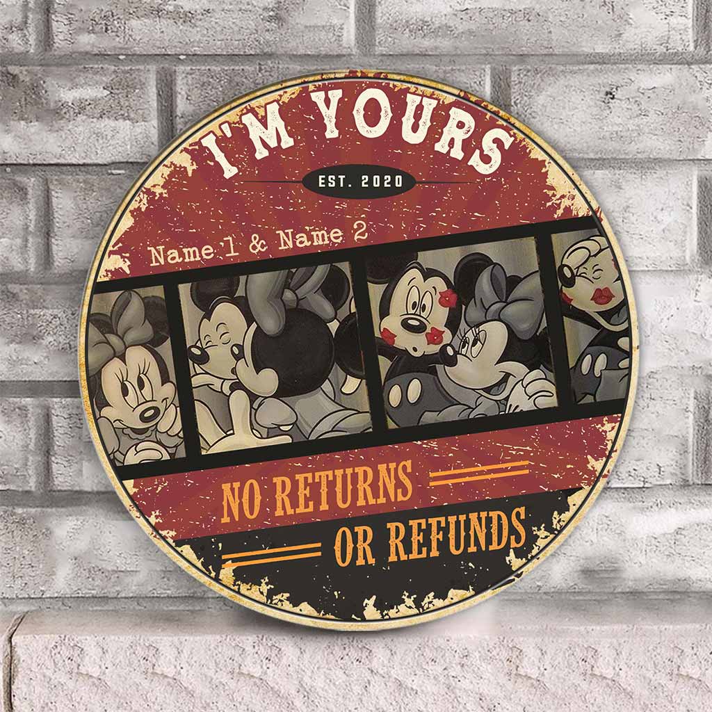 Personalized Couple Round Wood Sign Custom Names Home Decor