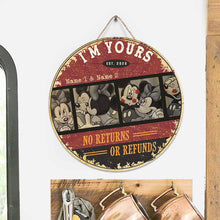 Load image into Gallery viewer, Personalized Couple Round Wood Sign Custom Names Home Decor
