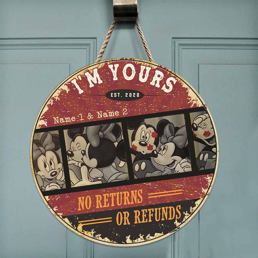 Personalized Couple Round Wood Sign Custom Names Home Decor