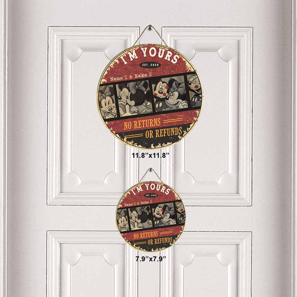Personalized Couple Round Wood Sign Custom Names Home Decor