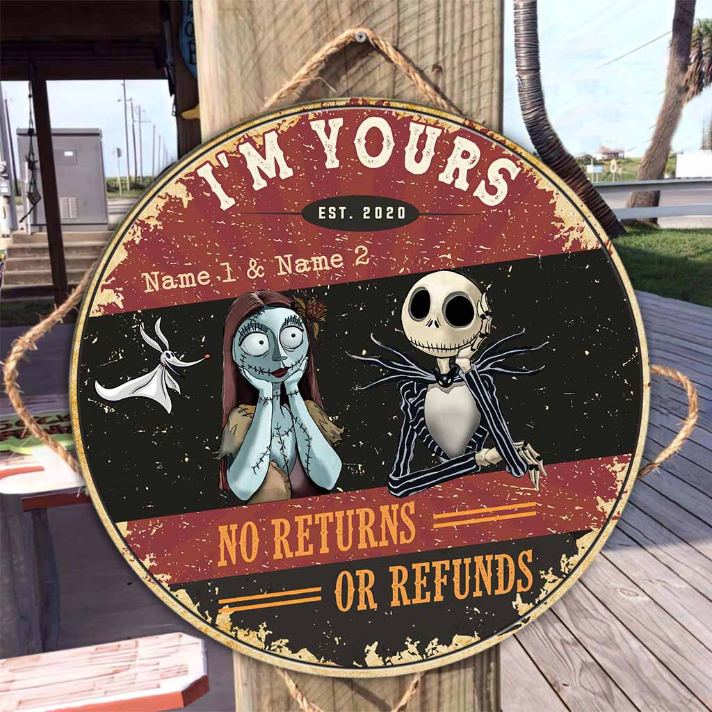 Personalized Round Wood Sign Unique Couple Gift No Returns