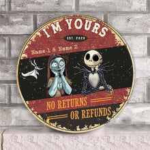 Load image into Gallery viewer, Personalized Round Wood Sign Unique Couple Gift No Returns
