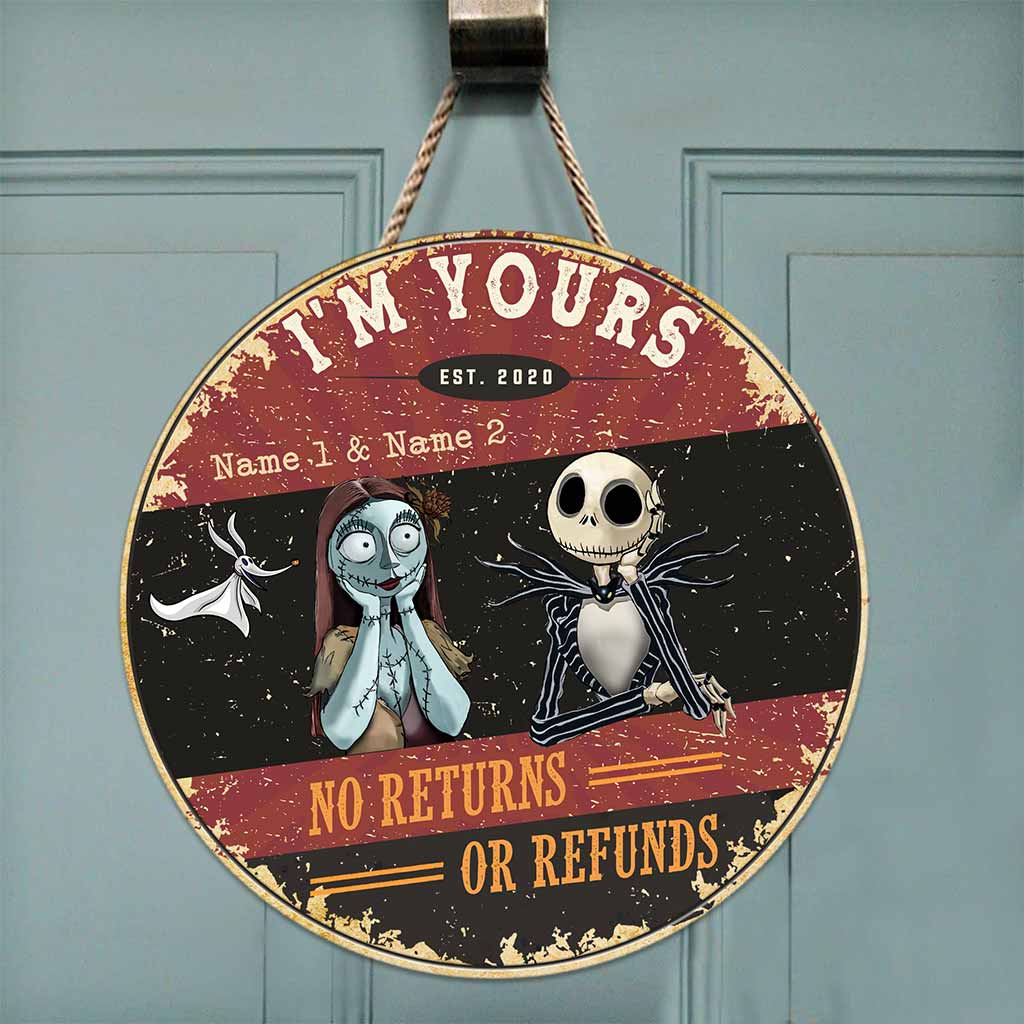 Personalized Round Wood Sign Unique Couple Gift No Returns