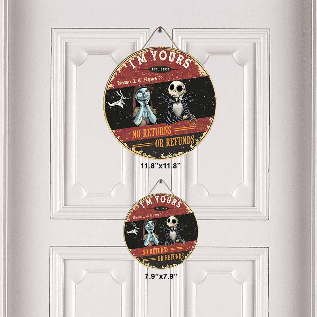 Personalized Round Wood Sign Unique Couple Gift No Returns