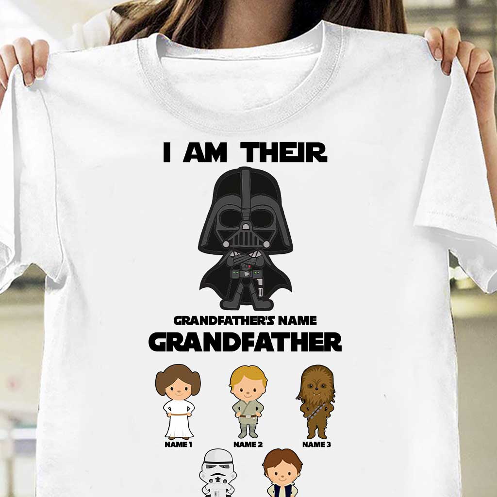 Personalized Father's Day T-shirt with Custom Names & Darth Vader Design