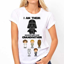 Load image into Gallery viewer, Personalized Father's Day T-shirt with Custom Names &amp; Darth Vader Design
