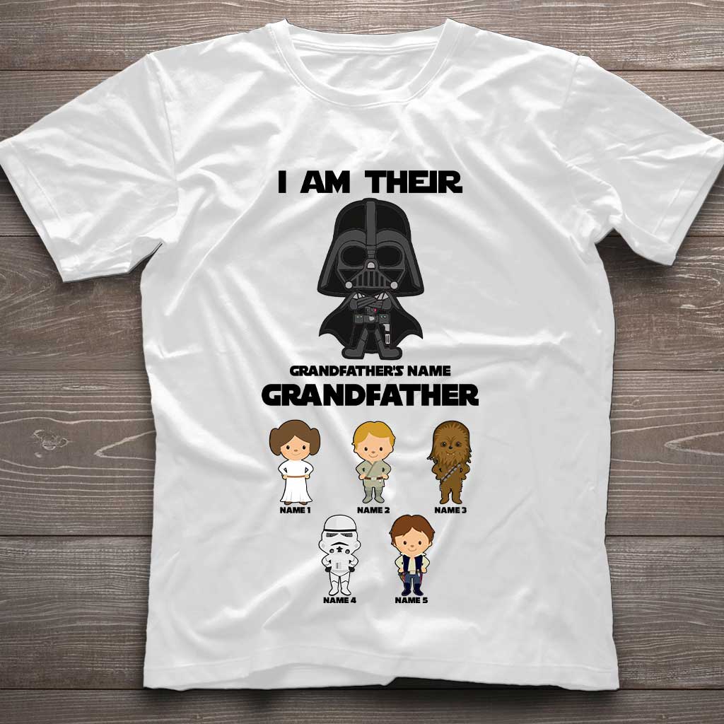 Personalized Father's Day T-shirt with Custom Names & Darth Vader Design