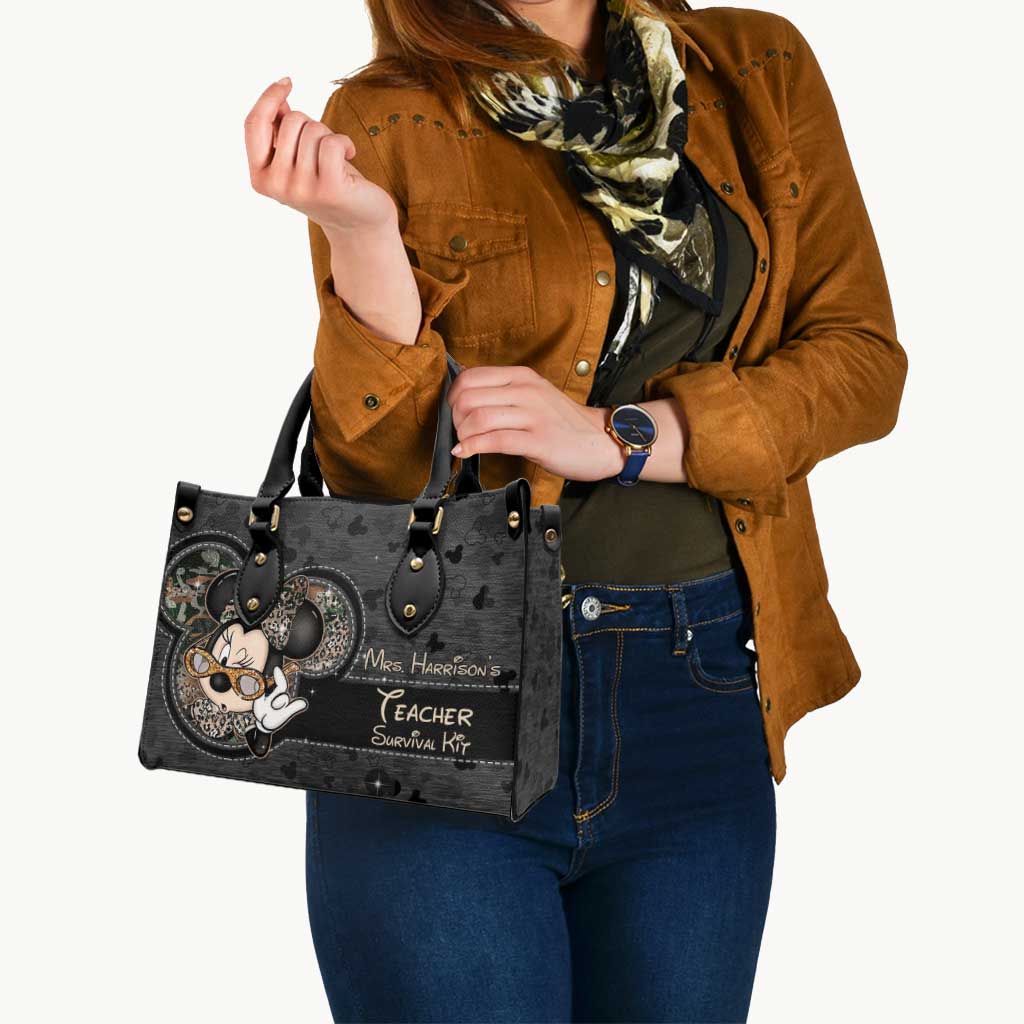 Personalized Leather Handbag Teacher Survival Kit Gift for Women