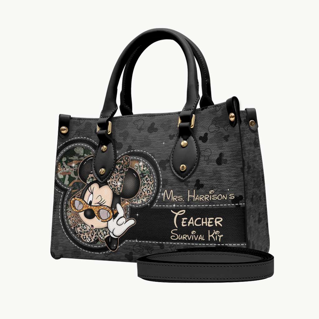 Personalized Leather Handbag Teacher Survival Kit Gift for Women