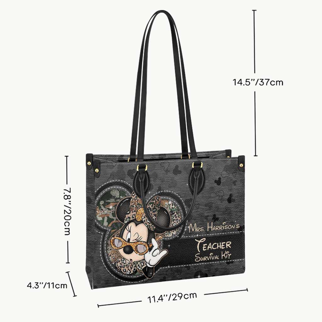 Personalized Leather Handbag Teacher Survival Kit Gift for Women