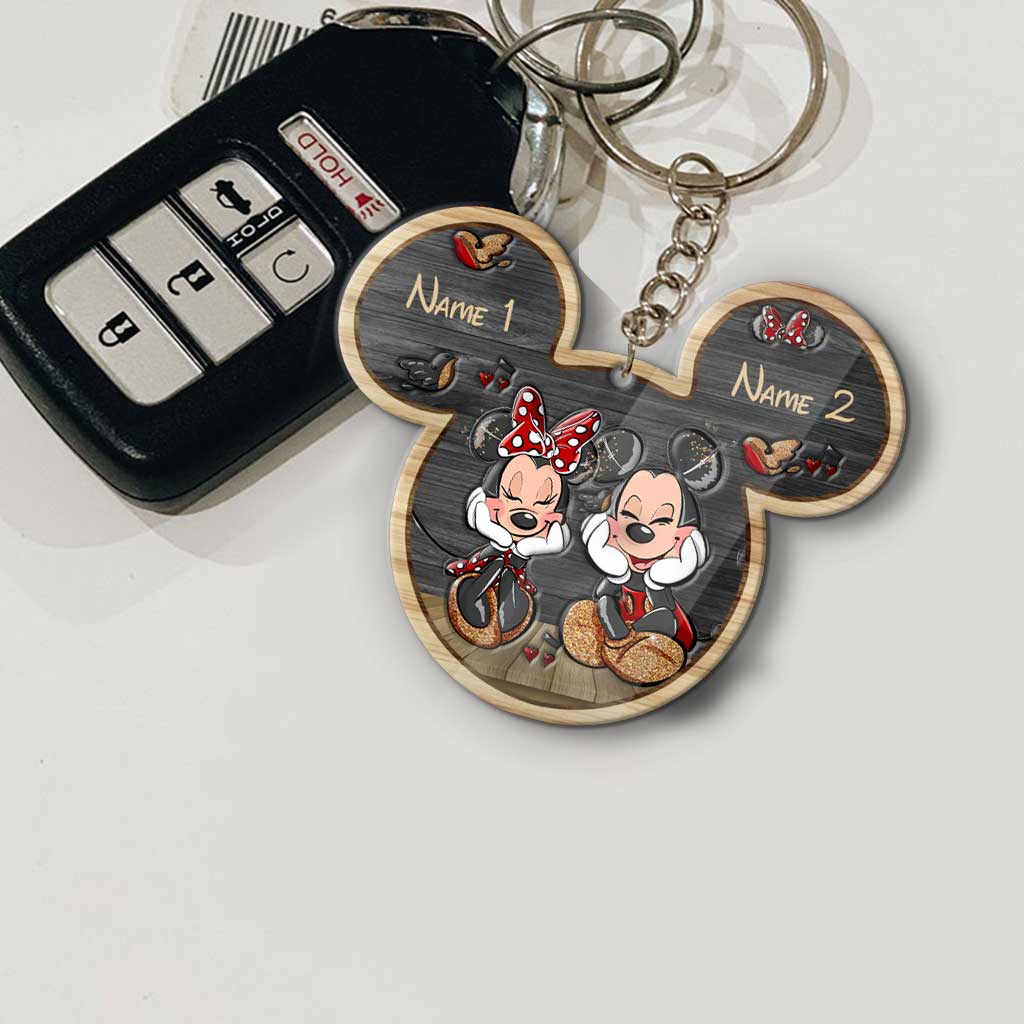 Personalized Mickey Mouse Keychain Custom Name Gift for Couples