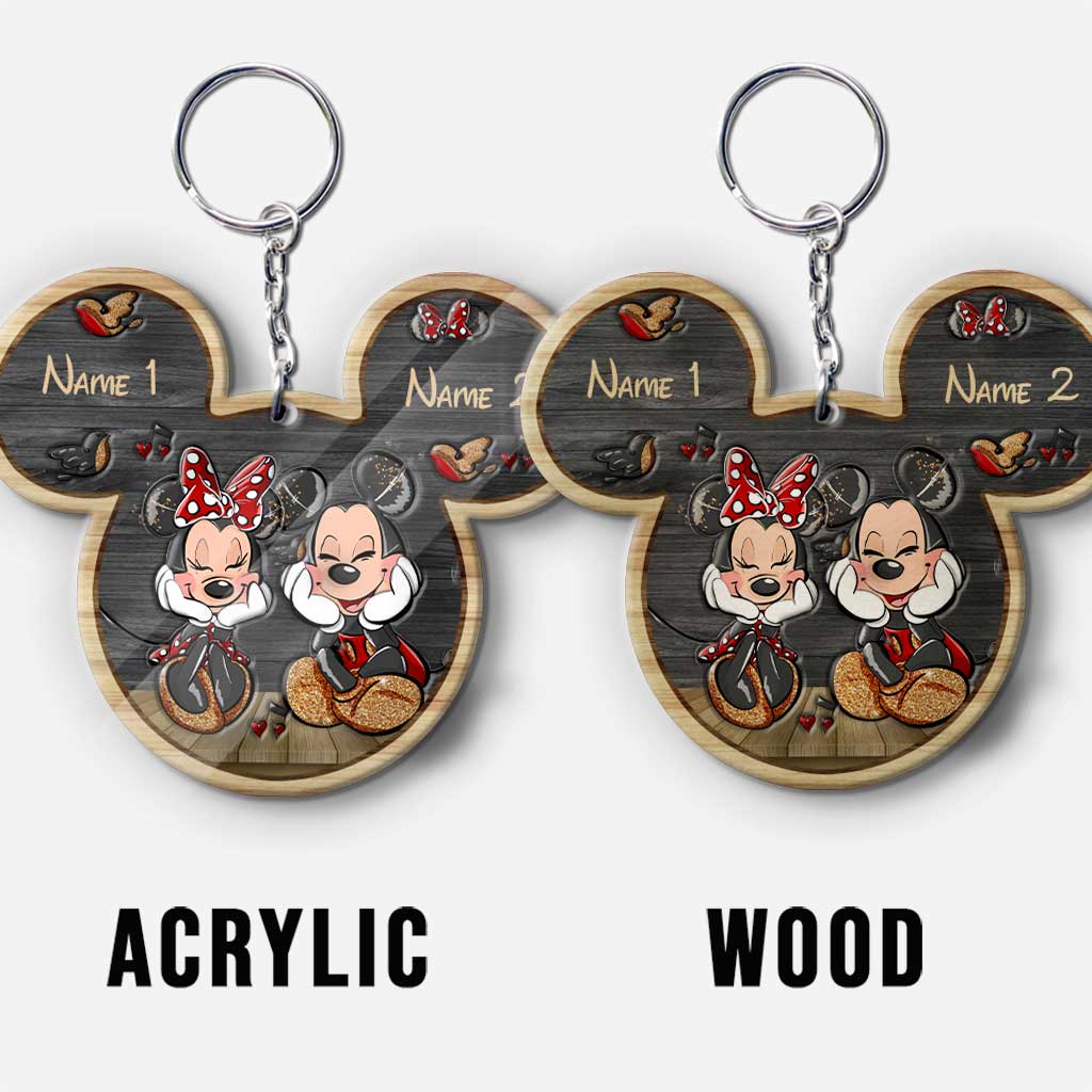Personalized Mickey Mouse Keychain Custom Name Gift for Couples