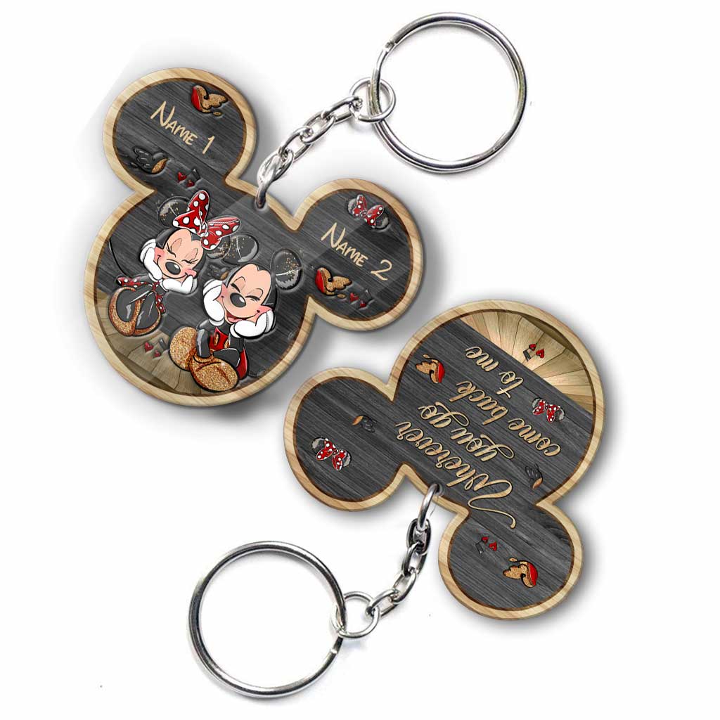 Personalized Mickey Mouse Keychain Custom Name Gift for Couples