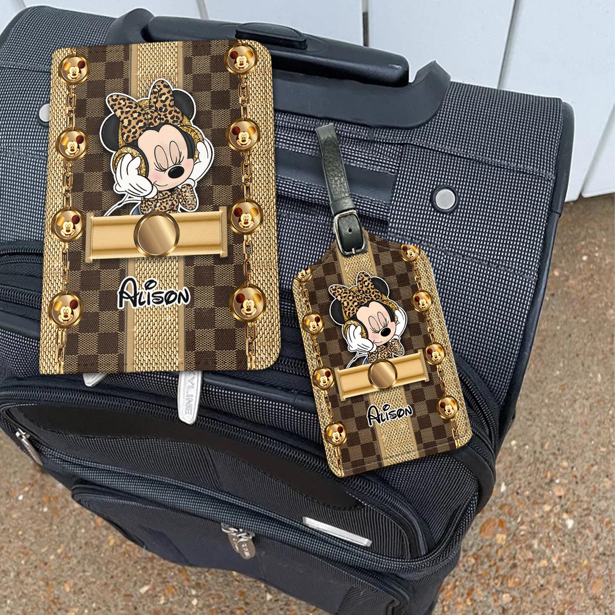 Personalized Leather Luggage Tag & Passport Holder Set with Name for Travelers