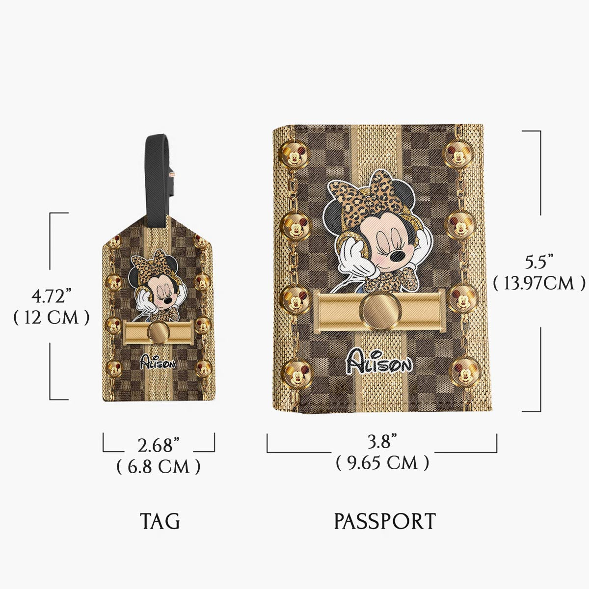 Personalized Leather Luggage Tag & Passport Holder Set with Name for Travelers