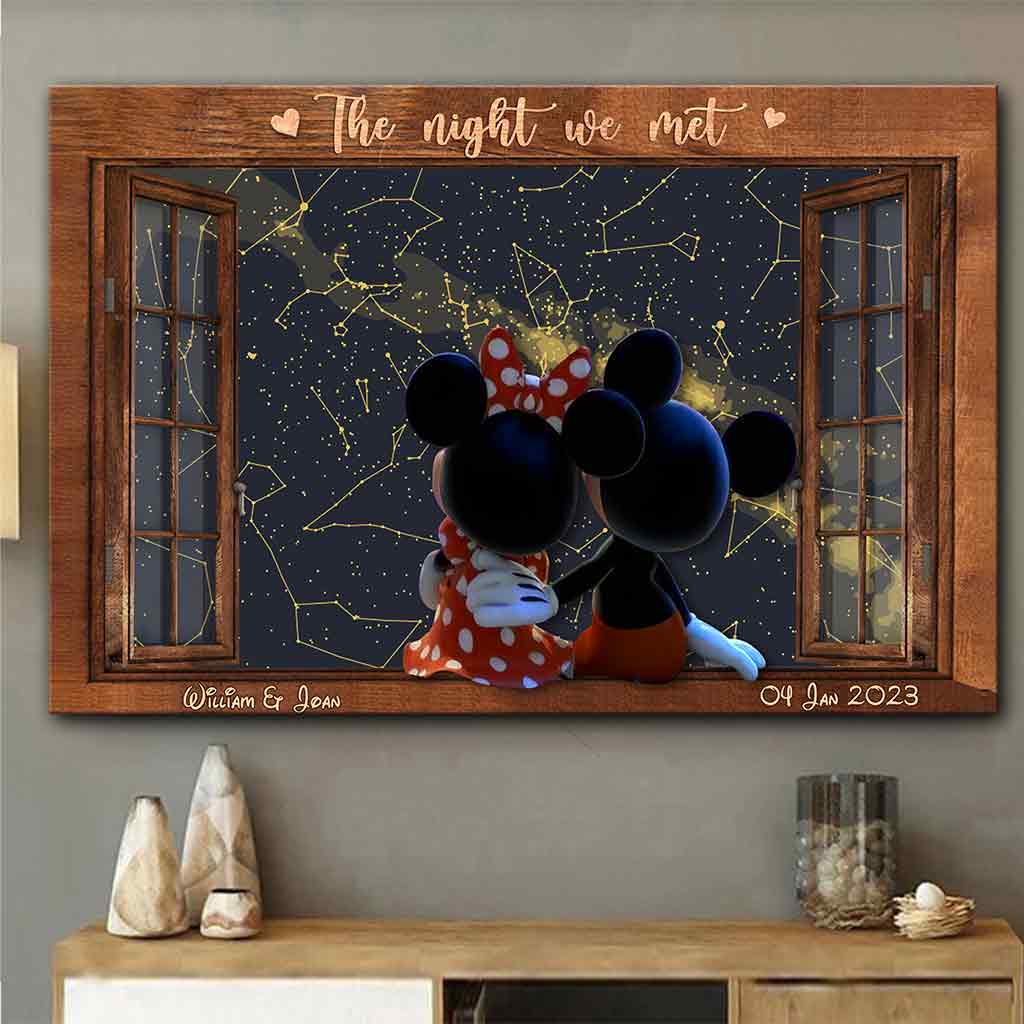 Personalized Mouse Canvas Print Custom Date Gift for Couples