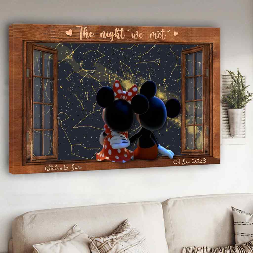 Personalized Mouse Canvas Print Custom Date Gift for Couples