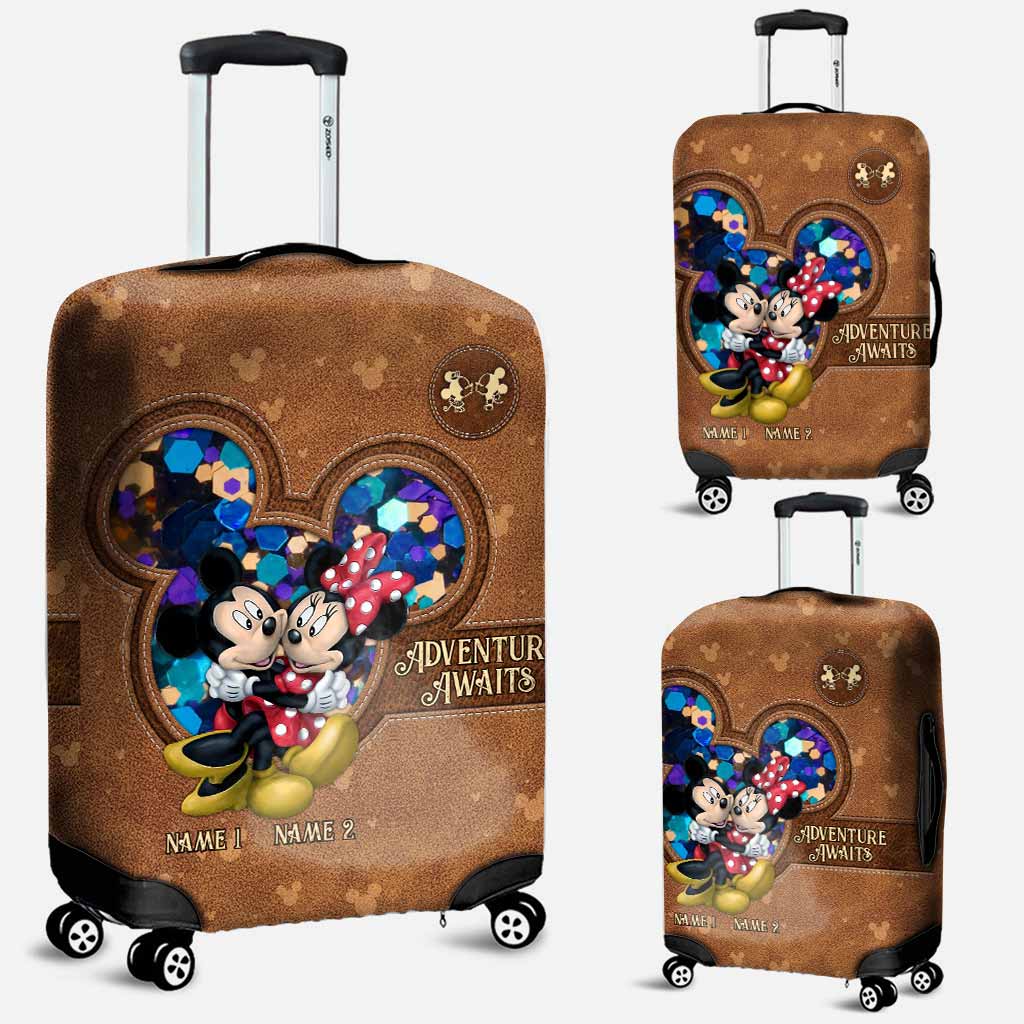 Personalized Mouse Luggage Cover with Custom Names for Couples