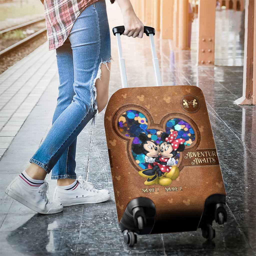 Personalized Mouse Luggage Cover with Custom Names for Couples