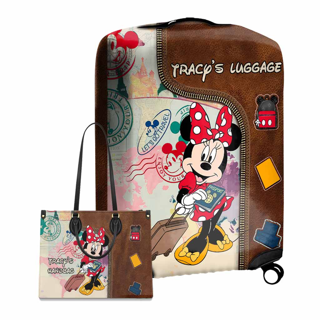 Personalized Leather Handbag & Luggage Cover Set for Travel