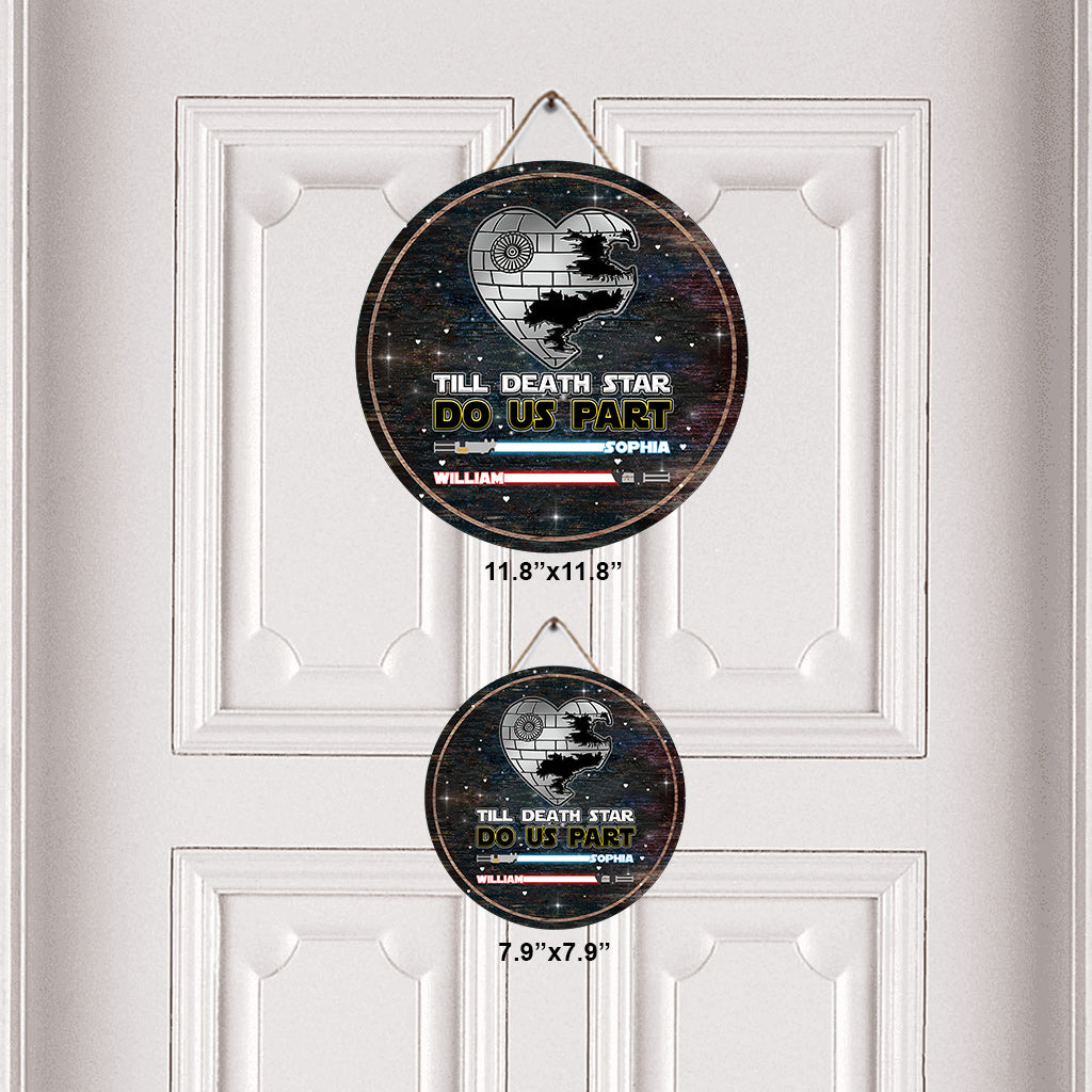 Personalized Till Death Star Do Us Part Round Wood Sign Gift for Couples