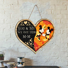 Load image into Gallery viewer, Personalized Fall Heart Wood Sign Custom Name Gift for Couple
