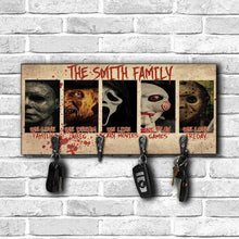 Load image into Gallery viewer, Personalized Horror Movie Key Rack Custom Family Name Gift

