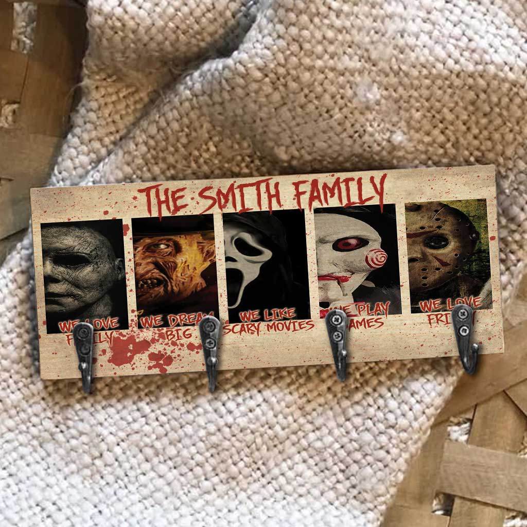 Personalized Horror Movie Key Rack Custom Family Name Gift