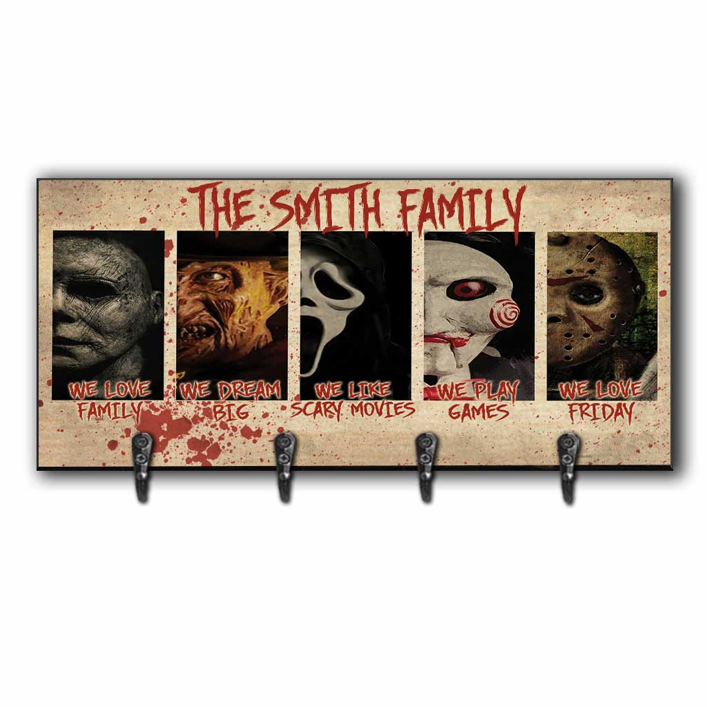 Personalized Horror Movie Key Rack Custom Family Name Gift