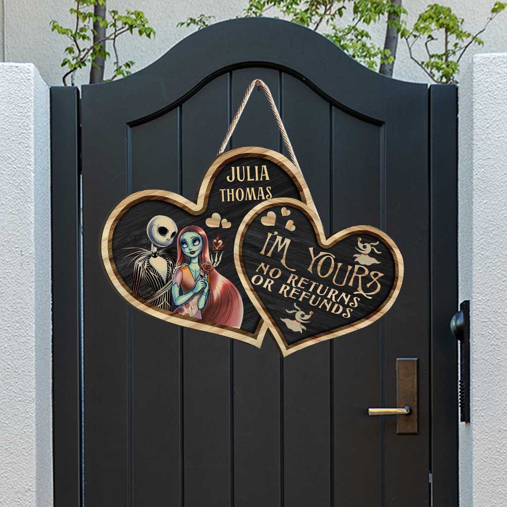 Personalized Nightmare Heart Wood Sign Custom Name Gift for Couples