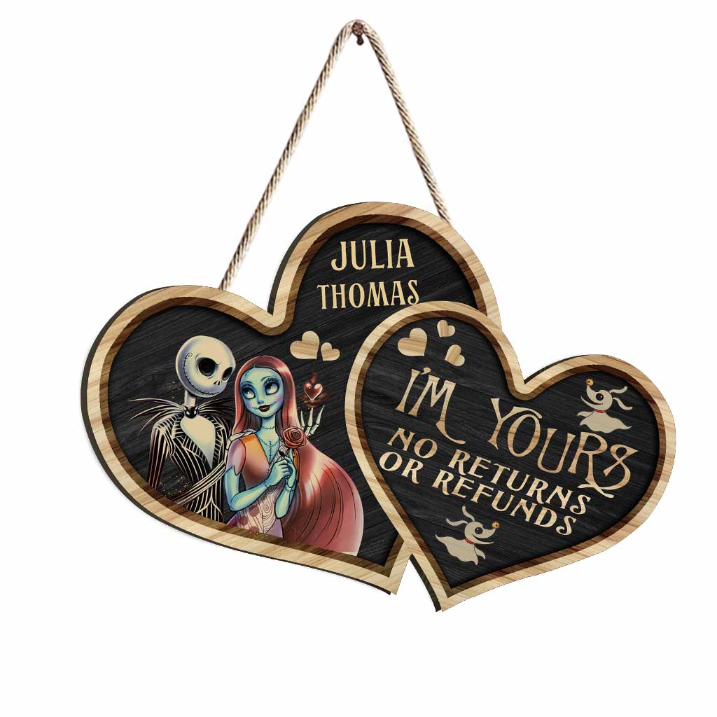 Personalized Nightmare Heart Wood Sign Custom Name Gift for Couples