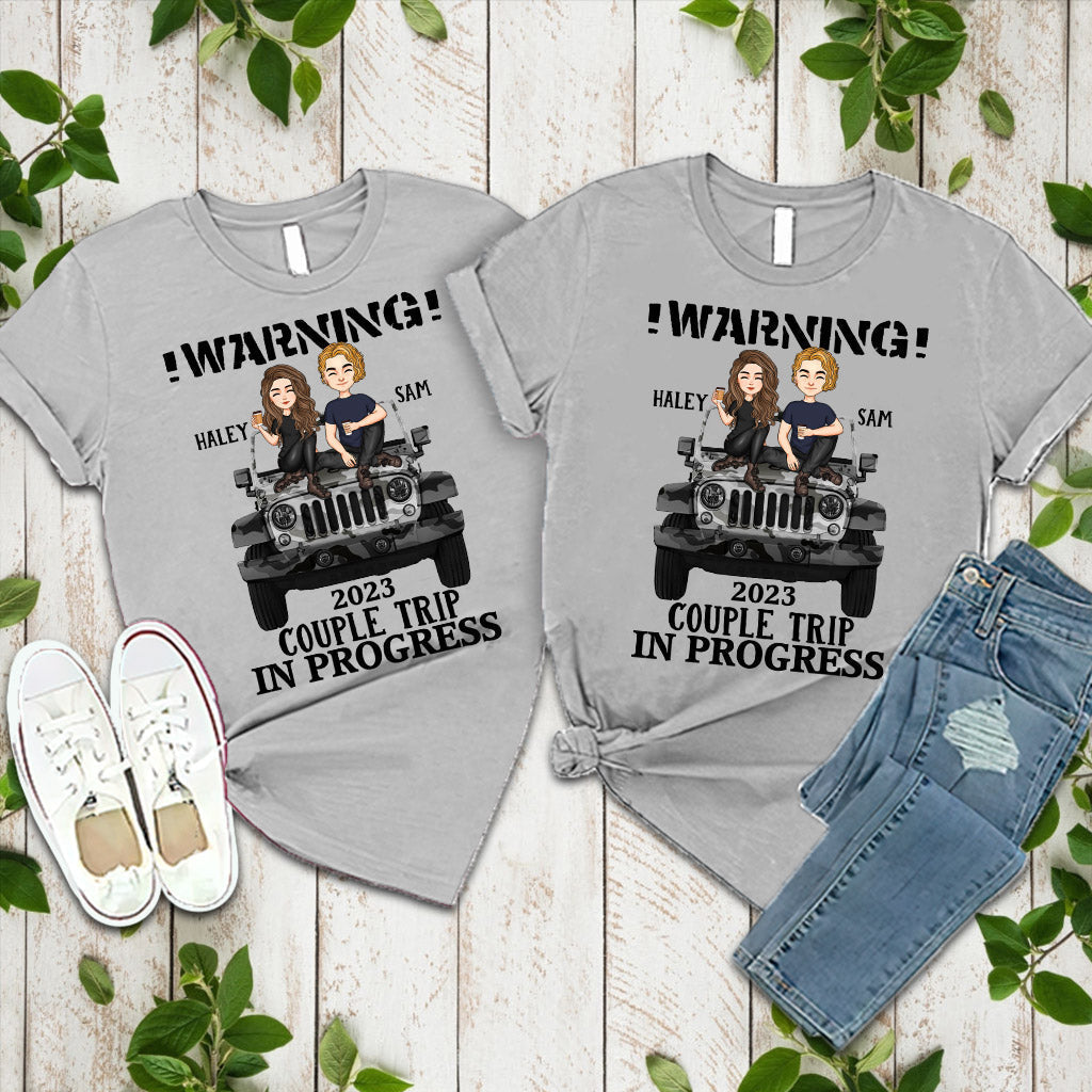 Personalized Couple Car T-Shirt and Hoodie with Custom Names | Engagement, Valentine's Day, Anniversary Gift