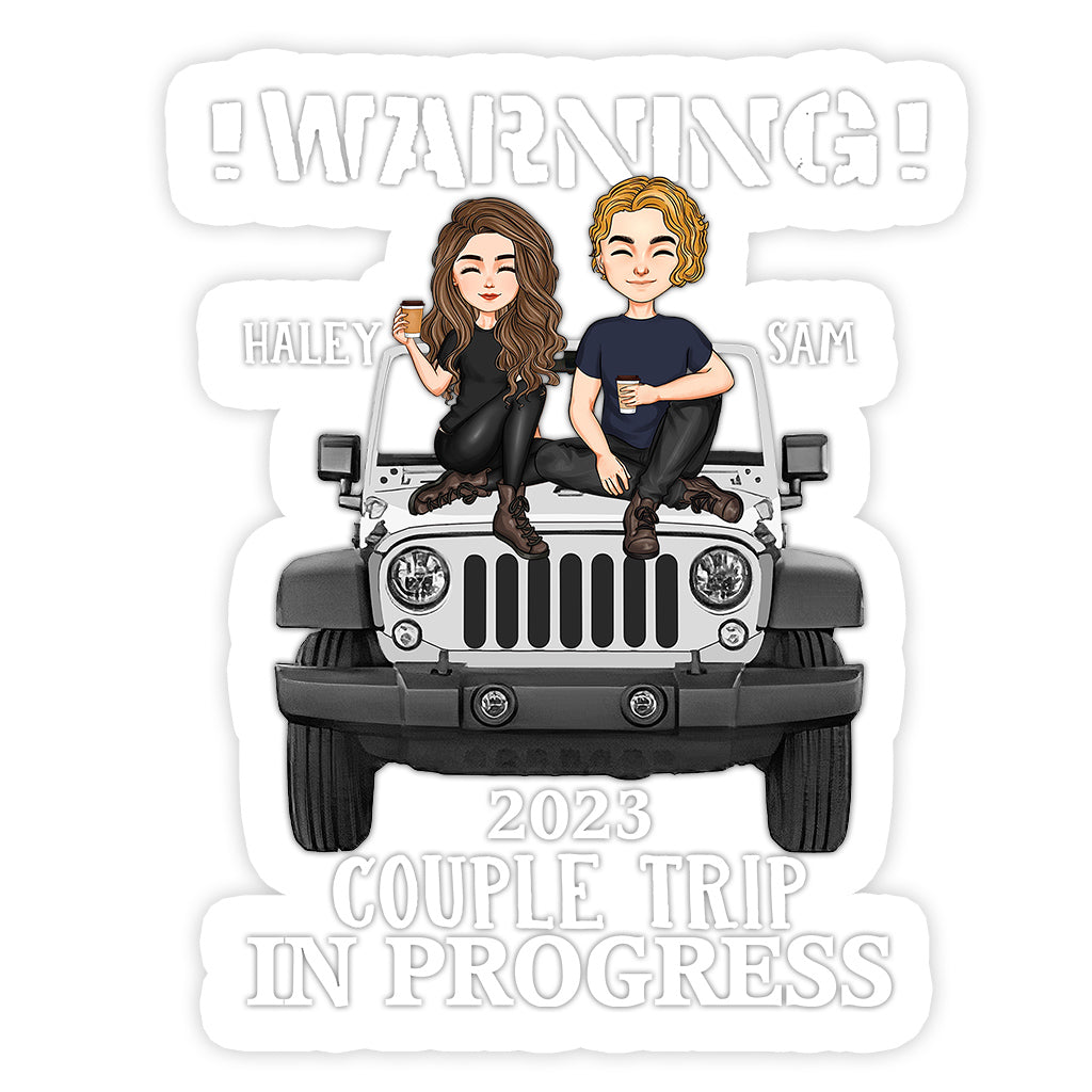 Personalized Couple Warning Car Decal Trip in Progress 2023