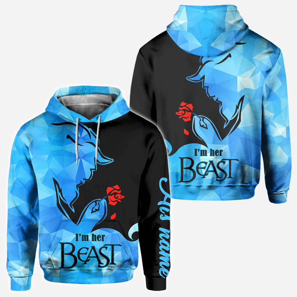 Personalized His Beauty Her Beast Couple Hoodies Custom Name Gift