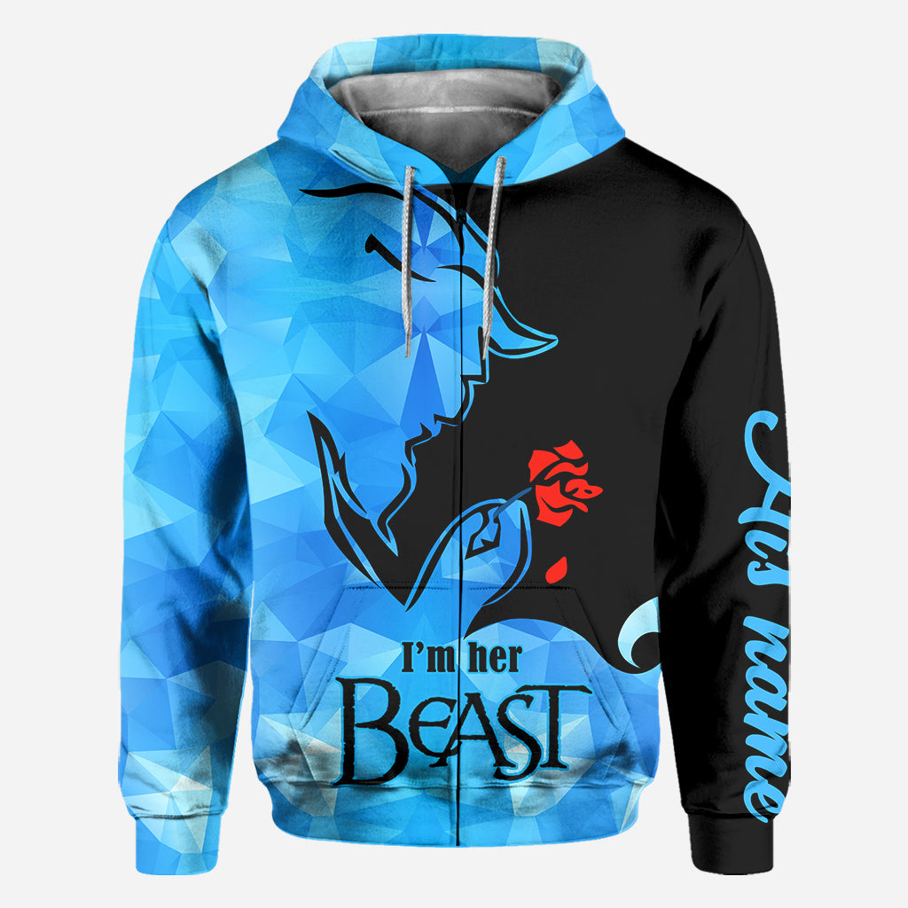 Personalized His Beauty Her Beast Couple Hoodies Custom Name Gift