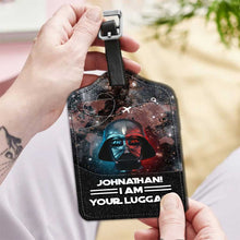 Load image into Gallery viewer, Personalized Leather Luggage Tag Custom Name Space Design Gift for Dad
