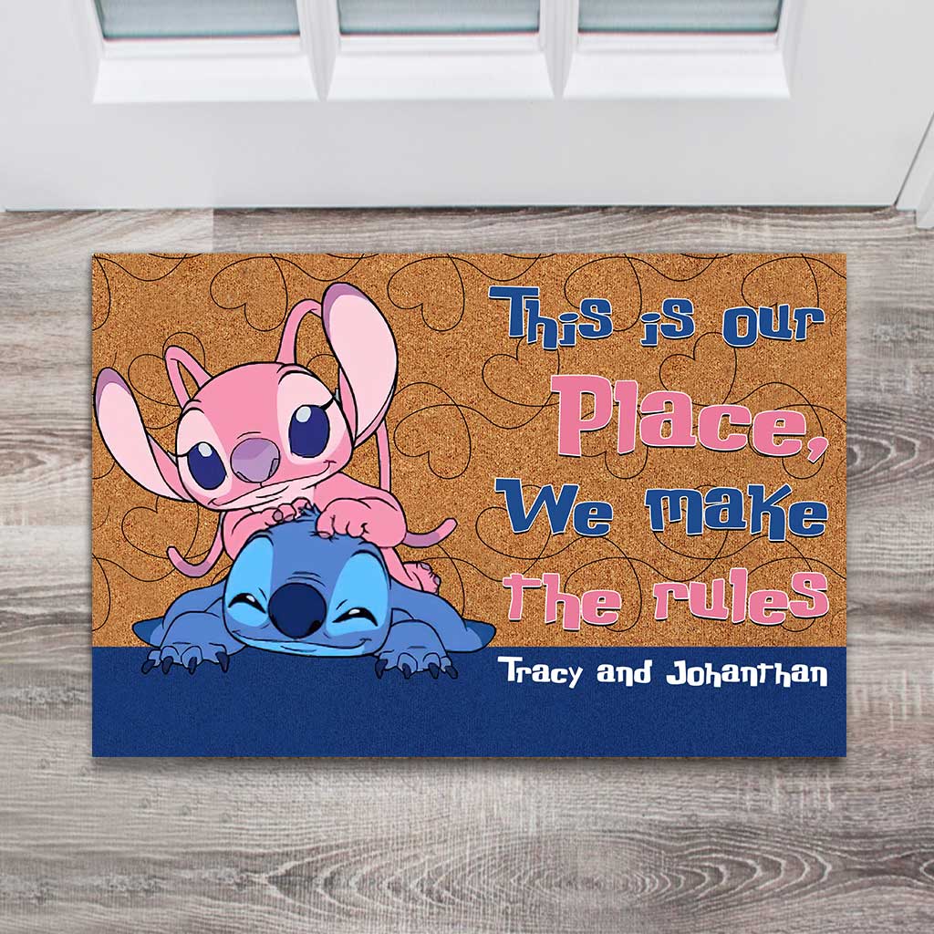 Personalized Couple Ohana Doormat Custom Name Gift for Home
