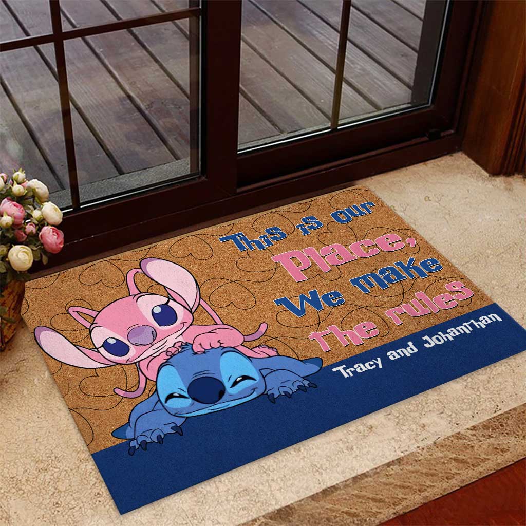 Personalized Couple Ohana Doormat Custom Name Gift for Home