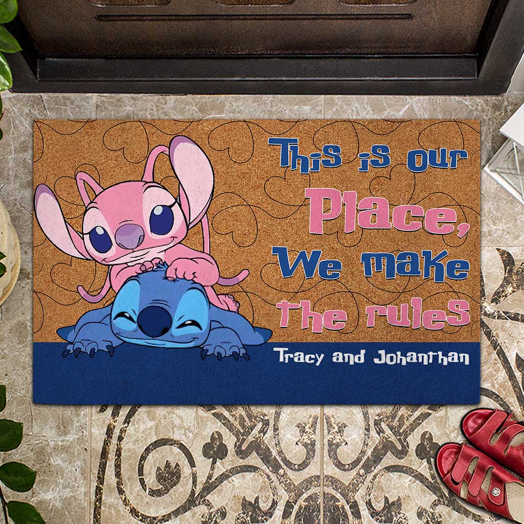 Personalized Couple Ohana Doormat Custom Name Gift for Home