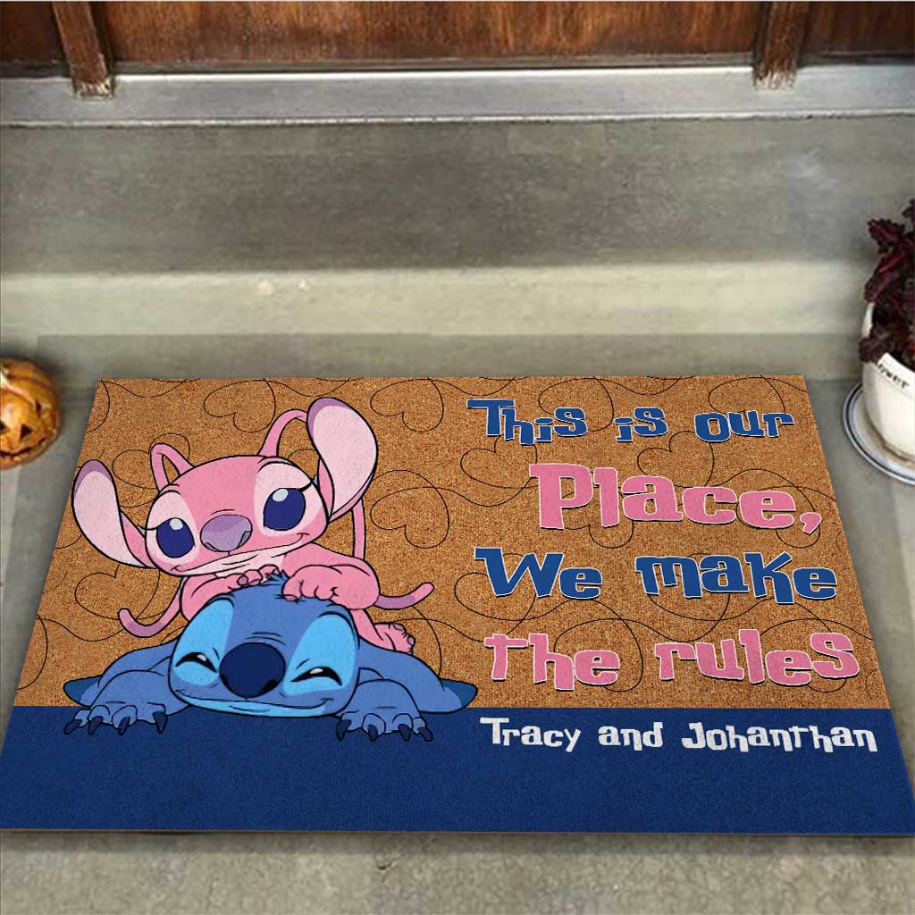 Personalized Couple Ohana Doormat Custom Name Gift for Home