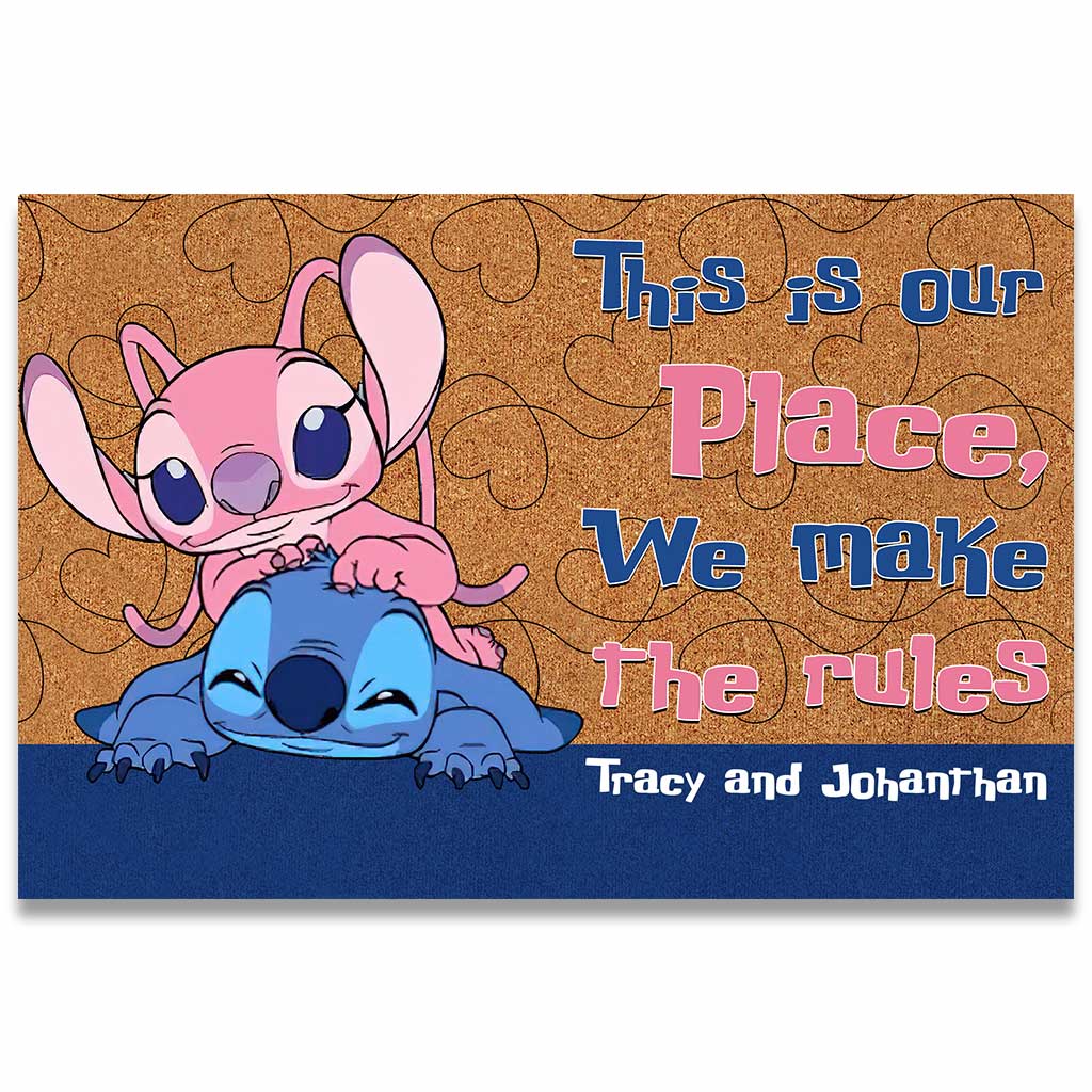 Personalized Couple Ohana Doormat Custom Name Gift for Home