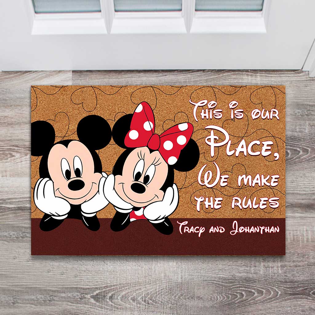 Personalized Couple Mouse Doormat Custom Name Gift for Home