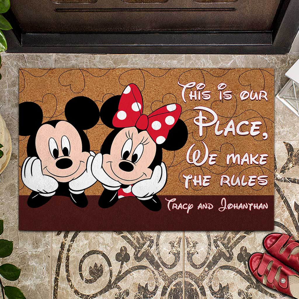 Personalized Couple Mouse Doormat Custom Name Gift for Home