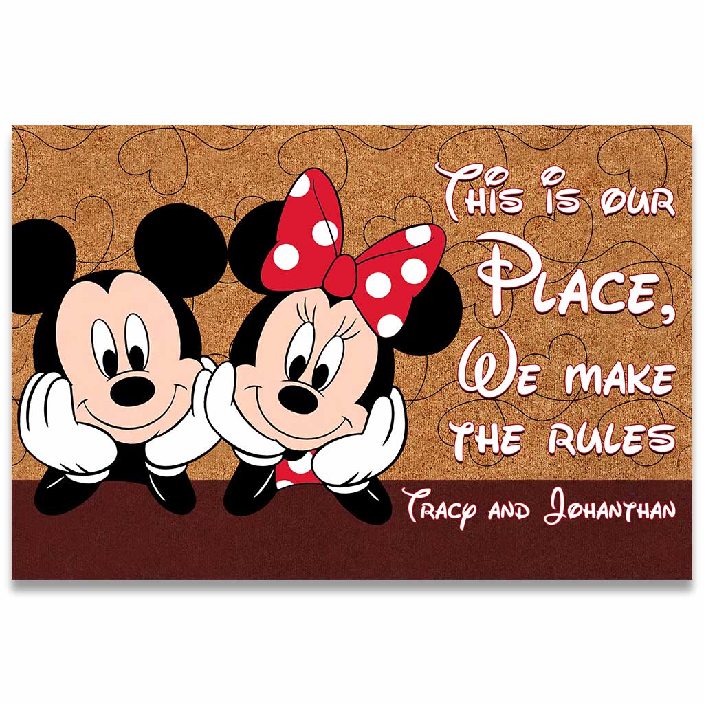 Personalized Couple Mouse Doormat Custom Name Gift for Home