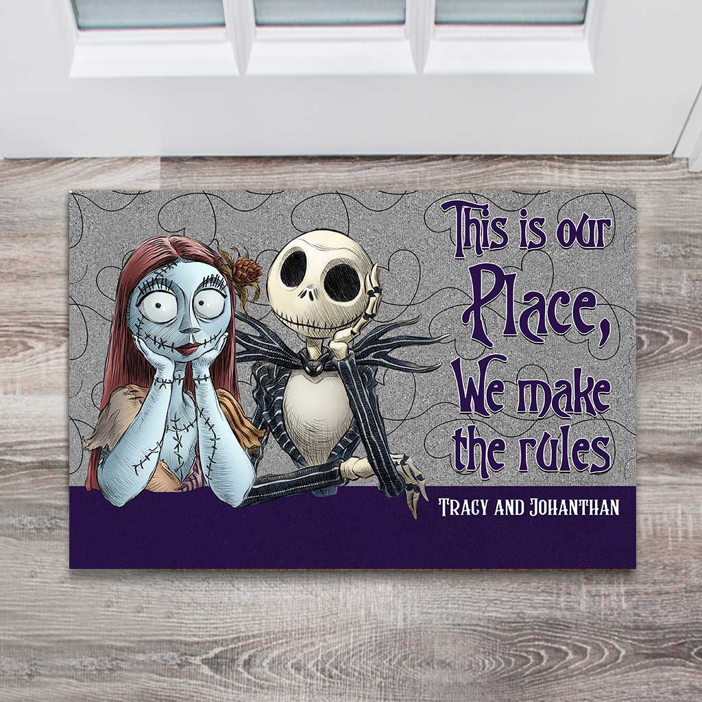 Personalized Halloween Doormat for Couples | Custom Name Gift