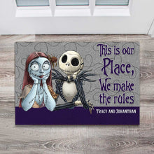 Load image into Gallery viewer, Personalized Halloween Doormat for Couples | Custom Name Gift
